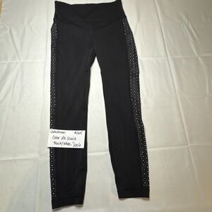 PREOWNED‎ LULULEMON COLOR ME QUICK 7/8 LEGGING SIZE 6 (W5ARTS) BLACK/WHITE